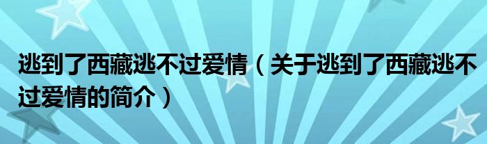 逃到了西藏逃不過愛情（關(guān)于逃到了西藏逃不過愛情的簡介）