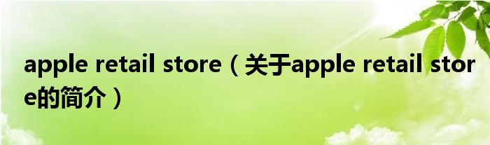 apple retail store（關(guān)于apple retail store的簡介）