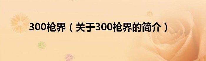 300槍界（關(guān)于300槍界的簡(jiǎn)介）