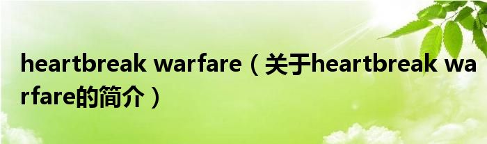 heartbreak warfare（關(guān)于heartbreak warfare的簡(jiǎn)介）