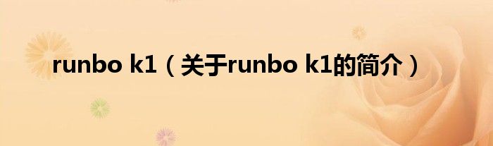 runbo k1（關(guān)于runbo k1的簡(jiǎn)介）