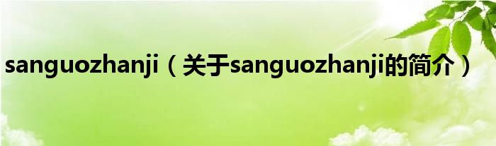 sanguozhanji（關(guān)于sanguozhanji的簡(jiǎn)介）