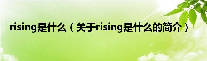 rising是什么（關(guān)于rising是什么的簡介）