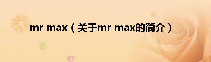 mr max（關(guān)于mr max的簡介）