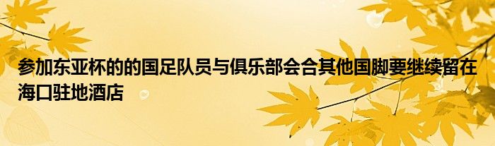 參加東亞杯的的國足隊員與俱樂部會合其他國腳要繼續(xù)留在?？隈v地酒店