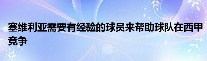 塞維利亞需要有經(jīng)驗的球員來幫助球隊在西甲競爭