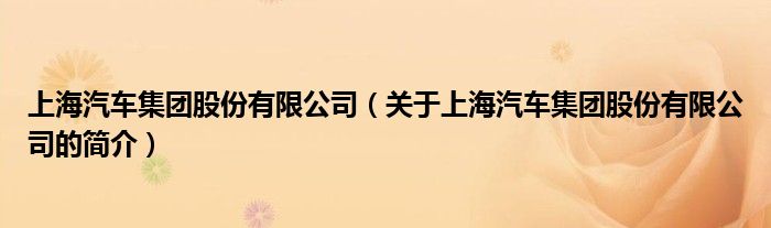 上海汽車集團股份有限公司（關于上海汽車集團股份有限公司的簡介）