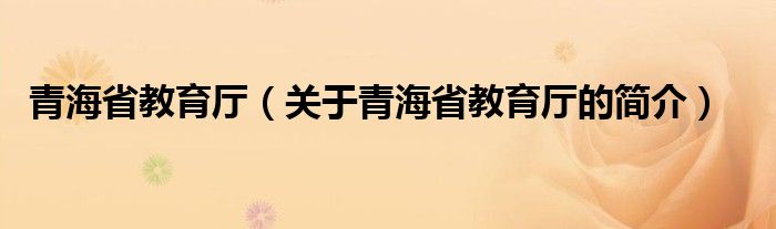 青海省教育廳（關于青海省教育廳的簡介）