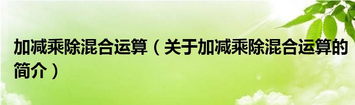 加減乘除混合運(yùn)算（關(guān)于加減乘除混合運(yùn)算的簡介）