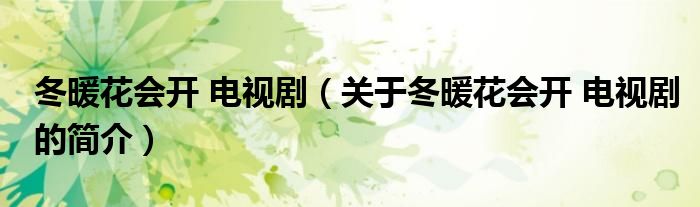 冬暖花會(huì)開 電視?。P(guān)于冬暖花會(huì)開 電視劇的簡(jiǎn)介）