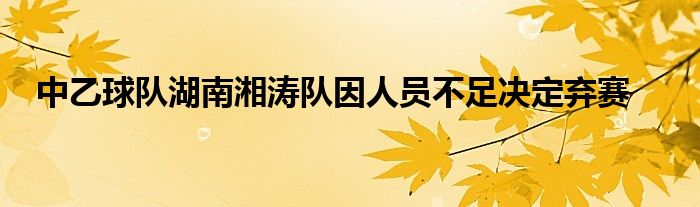 中乙球隊(duì)湖南湘濤隊(duì)因人員不足決定棄賽