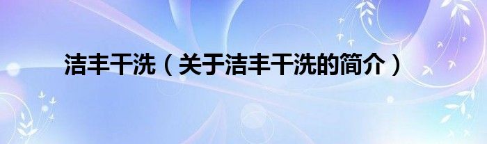 潔豐干洗（關(guān)于潔豐干洗的簡介）