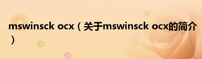 mswinsck ocx（關(guān)于mswinsck ocx的簡(jiǎn)介）