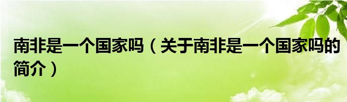 南非是一個國家嗎（關于南非是一個國家嗎的簡介）