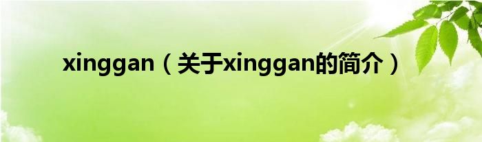 xinggan（關于xinggan的簡介）