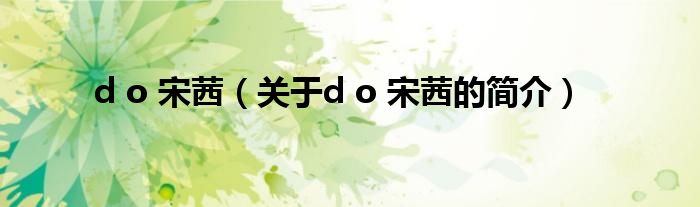 d o 宋茜（關(guān)于d o 宋茜的簡介）