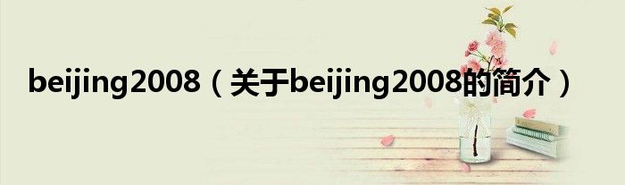 beijing2008（關于beijing2008的簡介）