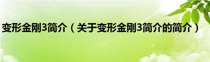 變形金剛3簡介（關(guān)于變形金剛3簡介的簡介）