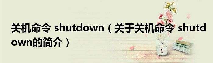 關機命令 shutdown（關于關機命令 shutdown的簡介）