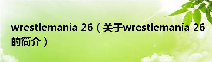 wrestlemania 26（關(guān)于wrestlemania 26的簡介）