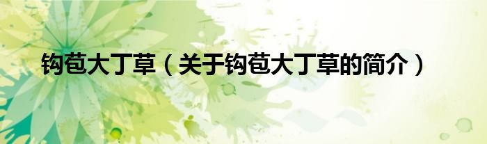 鉤苞大丁草（關(guān)于鉤苞大丁草的簡(jiǎn)介）