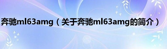 奔馳ml63amg（關(guān)于奔馳ml63amg的簡(jiǎn)介）