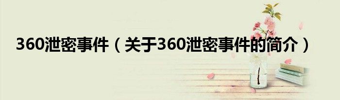 360泄密事件（關(guān)于360泄密事件的簡介）