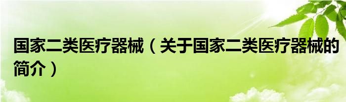 國家二類醫(yī)療器械（關(guān)于國家二類醫(yī)療器械的簡介）