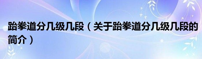 跆拳道分幾級(jí)幾段（關(guān)于跆拳道分幾級(jí)幾段的簡(jiǎn)介）