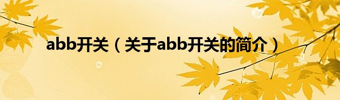 abb開關（關于abb開關的簡介）