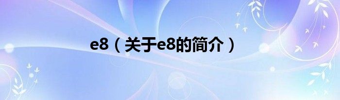 e8（關于e8的簡介）