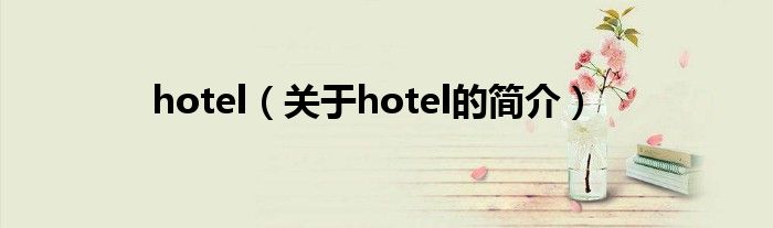 hotel（關(guān)于hotel的簡介）