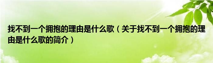 找不到一個擁抱的理由是什么歌（關于找不到一個擁抱的理由是什么歌的簡介）