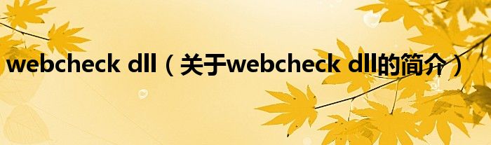 webcheck dll（關(guān)于webcheck dll的簡介）