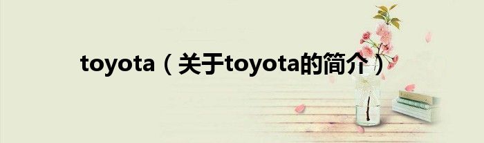 toyota（關于toyota的簡介）