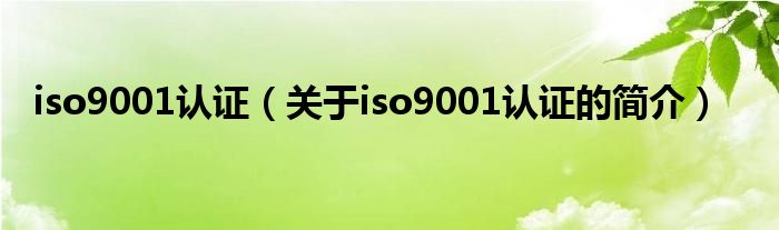 iso9001認(rèn)證（關(guān)于iso9001認(rèn)證的簡(jiǎn)介）