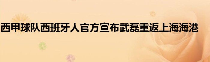 西甲球隊西班牙人官方宣布武磊重返上海海港