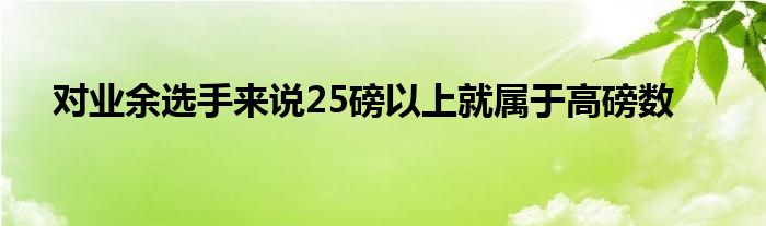 對(duì)業(yè)余選手來說25磅以上就屬于高磅數(shù)