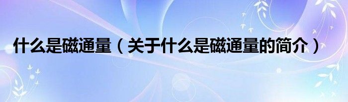 什么是磁通量（關(guān)于什么是磁通量的簡(jiǎn)介）