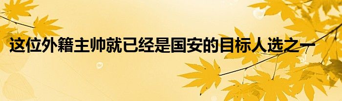 這位外籍主帥就已經是國安的目標人選之一