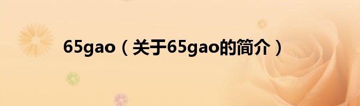 65gao（關(guān)于65gao的簡介）