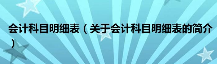 會(huì)計(jì)科目明細(xì)表（關(guān)于會(huì)計(jì)科目明細(xì)表的簡(jiǎn)介）