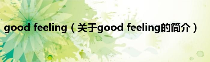 good feeling（關(guān)于good feeling的簡(jiǎn)介）