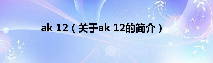 ak 12（關(guān)于ak 12的簡(jiǎn)介）