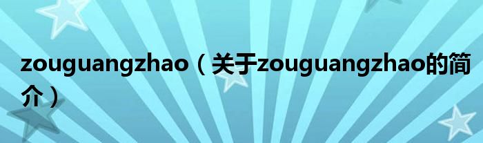 zouguangzhao（關(guān)于zouguangzhao的簡介）