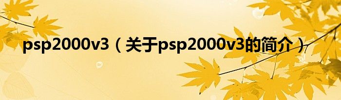 psp2000v3（關(guān)于psp2000v3的簡(jiǎn)介）