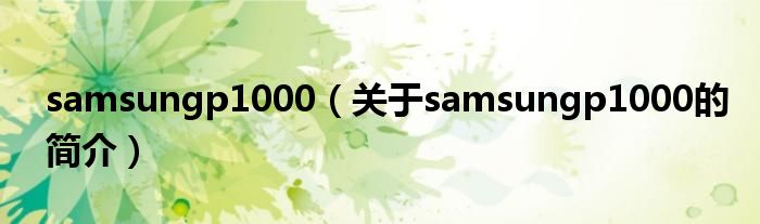 samsungp1000（關(guān)于samsungp1000的簡介）