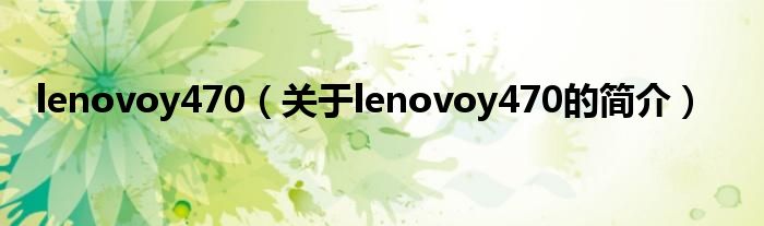 lenovoy470（關(guān)于lenovoy470的簡介）