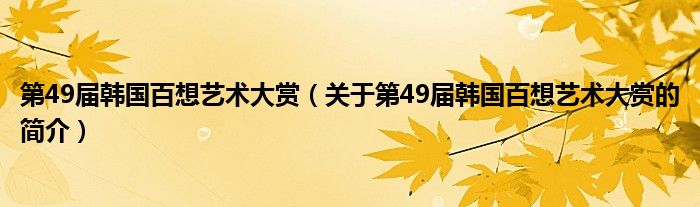 第49屆韓國百想藝術大賞（關于第49屆韓國百想藝術大賞的簡介）