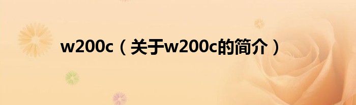 w200c（關于w200c的簡介）